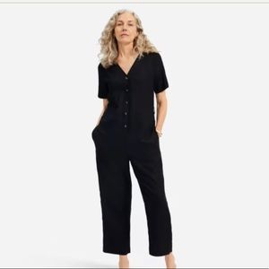 Everlane Linen Short-Sleeve Jumpsuit- Black